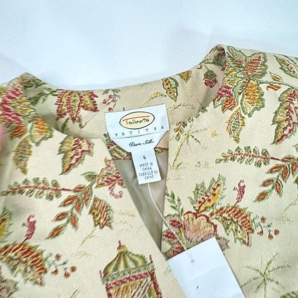 Vintage Talbot's Jacket Womens 4 Pure Silk Asian Elephant Corpcore New Button Up - Picture 5 of 10